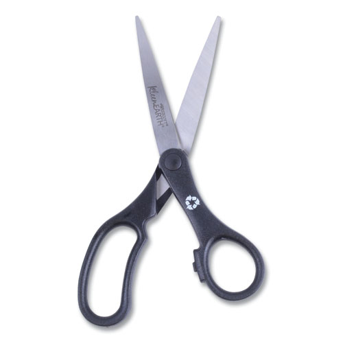 Image of Westcott® Kleenearth Basic Plastic Handle Scissors, 8" Long, 3.25" Cut Length, Black Straight Handles, 3/Pack