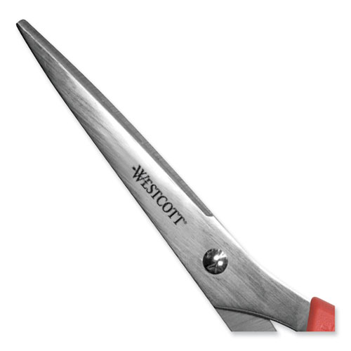 Image of Westcott® Value Line Stainless Steel Shears, 8" Long, 3.5" Cut Length, Red Straight Handle