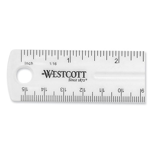 Clear Flexible Acrylic Ruler, Standard/Metric, 6" (15 cm) Long, Clear, 12/Box