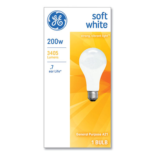 Ge Incandescent Basic Bulb, A21, 200 W, Soft White