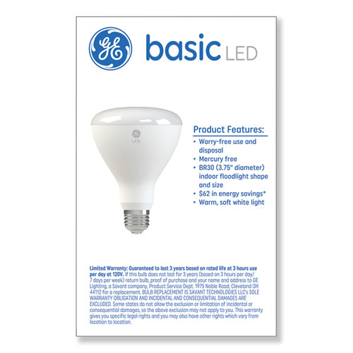 Image of Ge Basic Led Dimmable Indoor Flood Light Bulbs, Br30, 8 W, Soft White