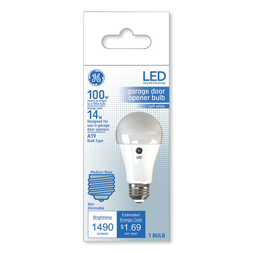 GE LED Soft White A19 Garage Door Opener Bulb, 14 W