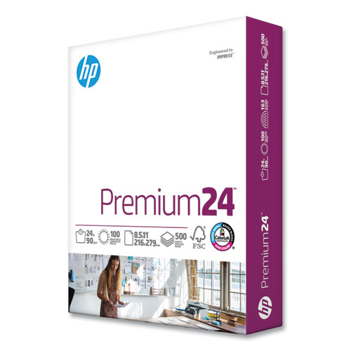 HP Papers Premium24 Paper, 98 Bright, 24 lb Bond Weight, 8.5 x 11, Ultra White, 500 Sheets/Ream, 5 Reams/Carton