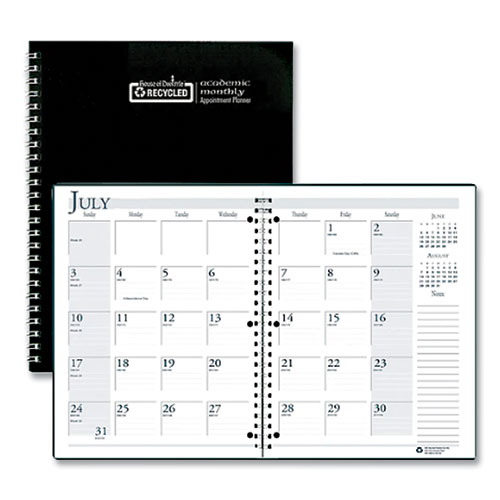 Spiralbound Academic Monthly Planner, 11 x 8.5, Black Cover, 14-Month (July to Aug): 2023 to 2024