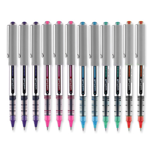 Image of Uniball® Vision Roller Ball Pen, Stick, Fine 0.7 Mm, Assorted Ink And Barrel Colors, Dozen