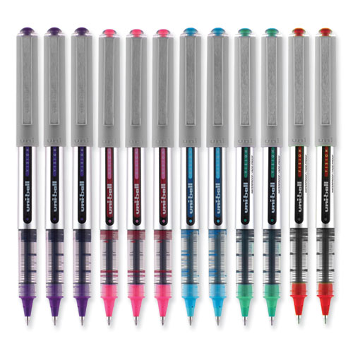 VISION Roller Ball Pen, Stick, Fine 0.7 mm, Assorted Ink and Barrel Colors, Dozen