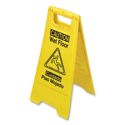 Image of Impact® Bilingual Yellow Wet Floor Sign, 12.05 X 1.55 X 24.3