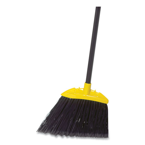 Image of Rubbermaid® Commercial Jumbo Smooth Sweep Angled Broom, 46" Handle, Black/Yellow, 6/Carton