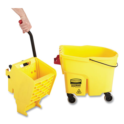 Image of Rubbermaid® Commercial Wavebrake 2.0 Bucket/Wringer Combos, Side-Press, 44 Qt, Plastic, Yellow