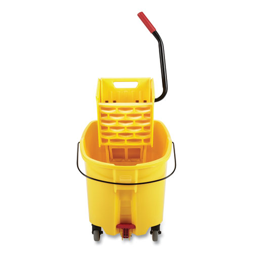 Image of Rubbermaid® Commercial Wavebrake 2.0 Bucket/Wringer Combos, Down-Press, 44 Qt, Plastic, Yellow