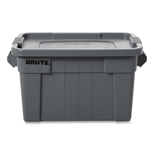 Image of Rubbermaid® Commercial Brute Tote With Lid, 14 Gal, 27.5" X 16.75" X 10.75", Gray