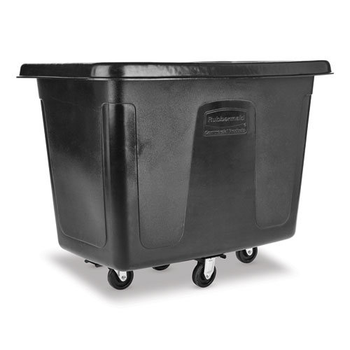 Image of Rubbermaid® Commercial Cube Truck, 105 Gal, 500 Lb Capacity, Plastic, Black
