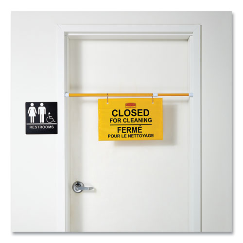 Image of Rubbermaid® Commercial Site Safety Hanging Sign, 50 X 1 X 13, Multi-Lingual, Yellow