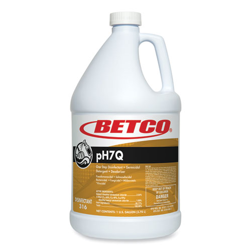 Betco® pH7Q Dual Neutral Disinfectant Cleaner, Lemon Scent, 1 gal Bottle, 4/Carton