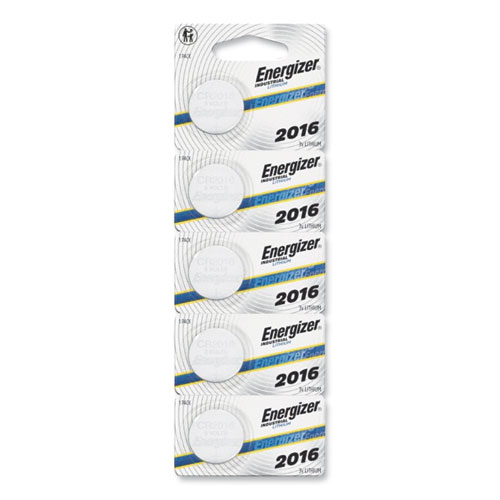 Energizer® Industrial Lithium CR2016 Coin Battery with Tear-Strip Packaging, 3 V, 100/Box