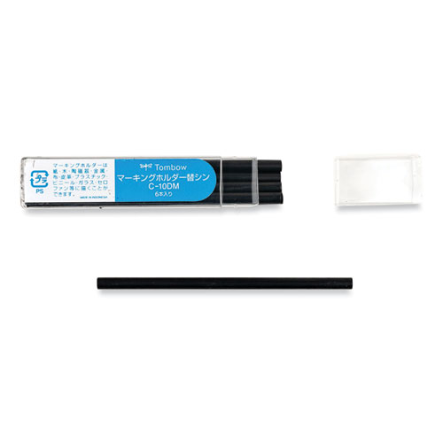 Mechanical Wax-Based Marking Pencil Refills. 4.4 mm, Black, 10/Box