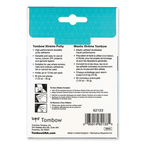 Image of Tombow® Xtreme Putty, Removable And Reusable, 1.23 Oz, 60/Pack