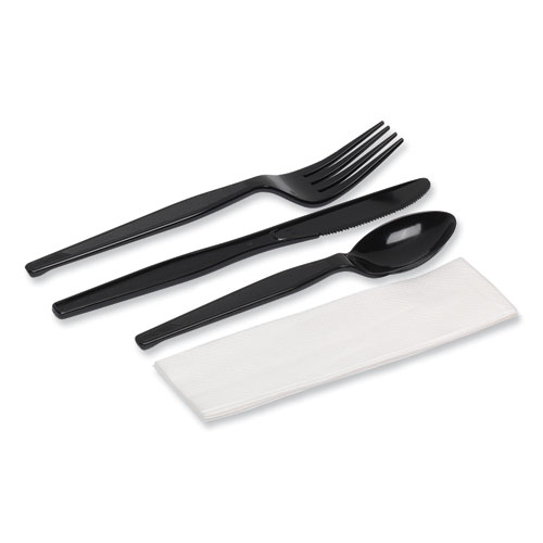 Individually Wrapped Heavyweight Cutlery Set, Fork/Knife/Spoon/Napkin, 250/Carton
