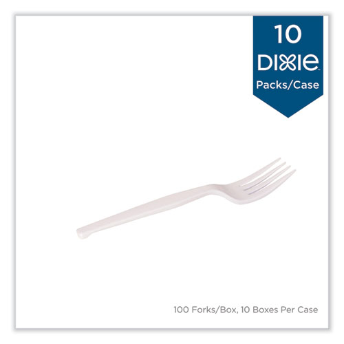 Image of Dixie® Plastic Cutlery, Heavy Mediumweight Fork, 100/Box
