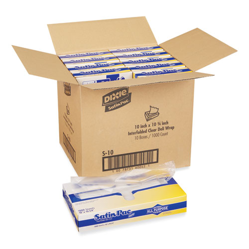Dixie® Satin-Pac High Density Polyethylene Deli Film Sheets, 10 x 10.75, Clear, 1,000/Pack, 10 Packs/Carton
