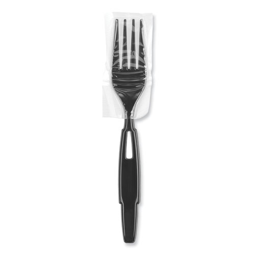 Image of Dixie® Smartstock Wrapped Heavy-Weight Cutlery Refill, Fork, Black, 960/Carton