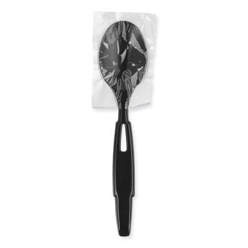 SmartStock Wrapped Heavy-Weight Cutlery Refill, Teaspoon, Black, 960/Carton