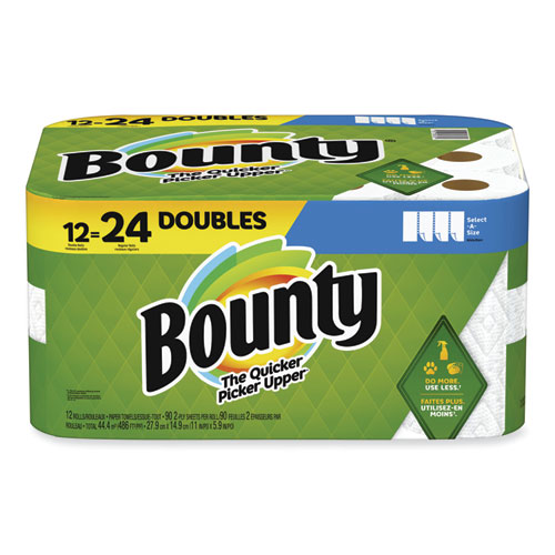 Bounty® Select-a-Size Kitchen Roll Paper Towels, 2-Ply, 5.9 x 11, White, 90 Sheets/Double Roll, 12 Rolls/Carton