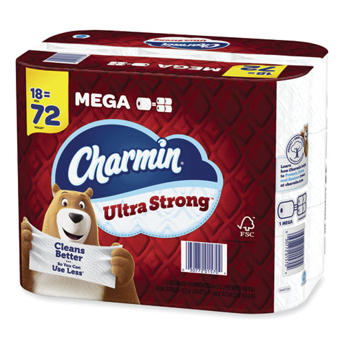 Ultra Strong Bathroom Tissue, Septic Safe, 2-Ply, White, 242 Sheet/Roll, 18/Pack