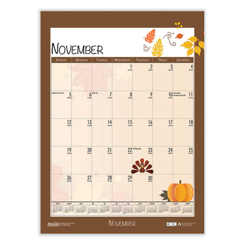Image of House Of Doolittle™ Recycled Seasonal Wall Calendar, Illustrated Seasons Artwork, 12 X 16.5, 12-Month (July To June): 2023 To 2024