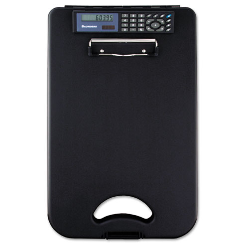 Image of Saunders Deskmate Ii With Calculator, 0.5" Clip Capacity, Holds 8.5 X 11 Sheets, Black