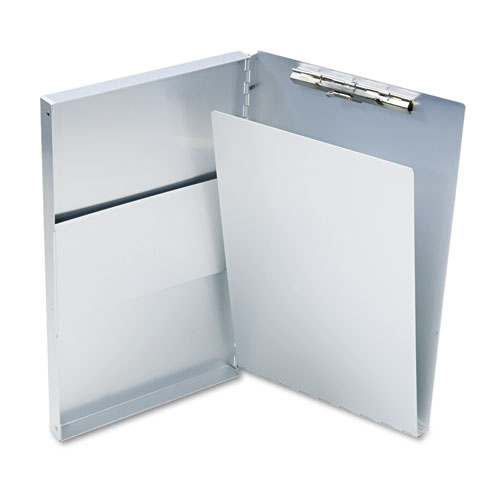 Snapak Aluminum Side-Open Forms Folder, 0.5" Clip Capacity, Holds 8.5 x 14 Sheets, Silver
