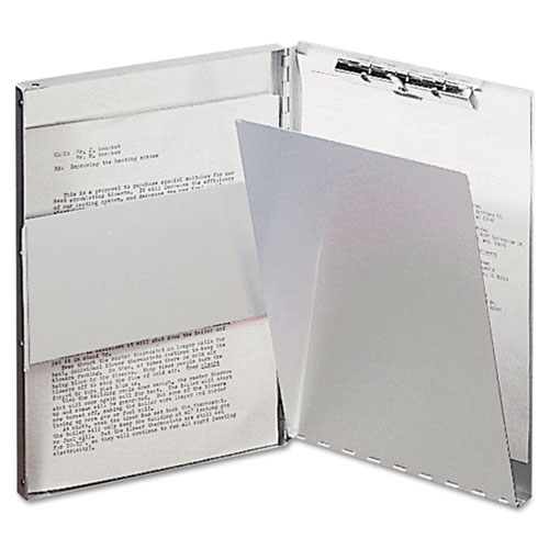 Snapak Aluminum Side-Open Forms Folder, 1/2" Clip Cap, 8 1/2 x 14 Sheets, Silver