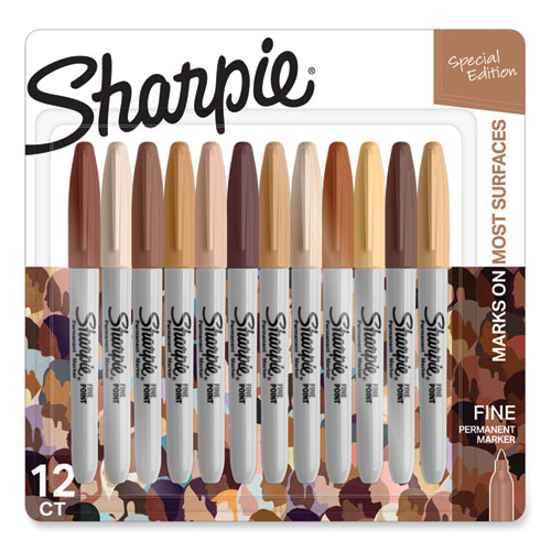 Image of Sharpie® Fine Tip Permanent Marker, Portrait Colors, Fine Bullet Tip, Assorted, 12/Pack