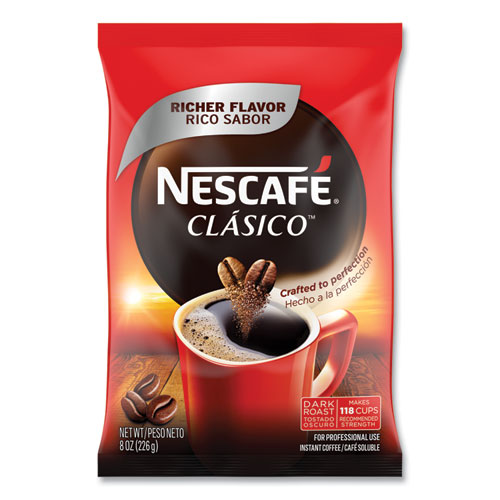 Nescafé® Clasico Dark Roast Instant Coffee, 8 oz, 12/Carton