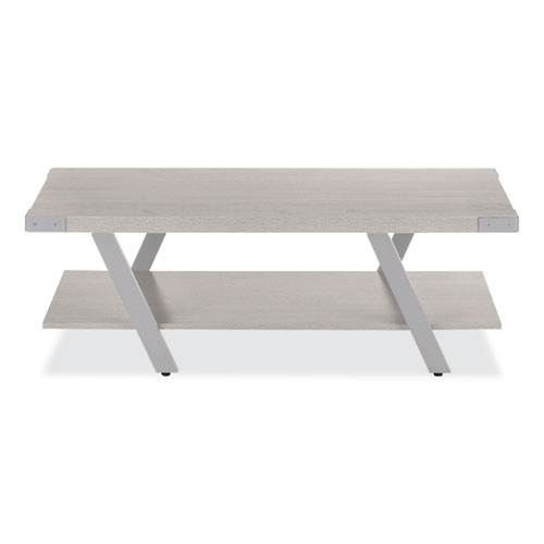 Coffee Table, Rectangular, 51 x 23.78 x 16, White Ash Top, Silver Base , Ships in 1-3 Business Days
