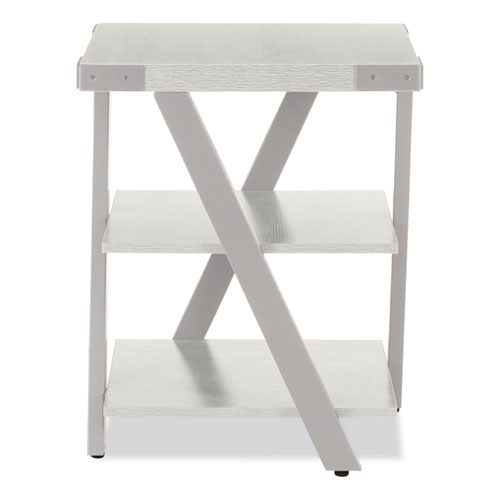 End Table, Square, 20 x 20 x 25, White Ash Top, Silver Base