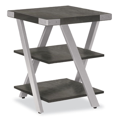 Image of End Table, Square, 20 x 20 x 25, Stone Gray Top, Silver Base, Ships in 1-3 Business Days