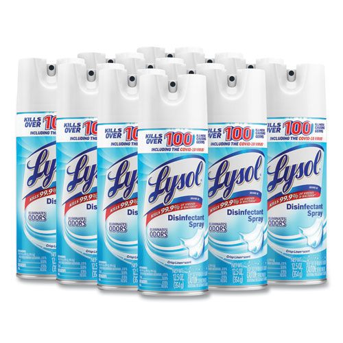 Image of Lysol® Brand Disinfectant Spray, Crisp Linen Scent, 12.5 Oz Aerosol Spray, 12/Carton