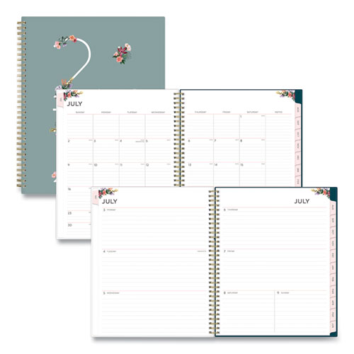 Greta Academic Year Weekly/Monthly Planner, Greta Floral Artwork, 11.5 x 8, Green Cover, 12-Month (July-June): 2023-2024