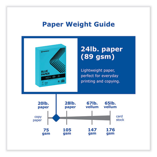 Color Paper, 24 lb Text Weight, 8.5 x 11, Blue, 500/Ream  Emergent Safety  Supply: PPE, Work Gloves, Clothing, Glasses