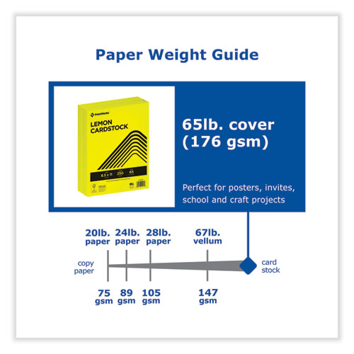 Image of Printworks® Professional Color Cardstock, 65 Lb Cover Weight, 8.5 X 11, Lemon Yellow, 250/Ream