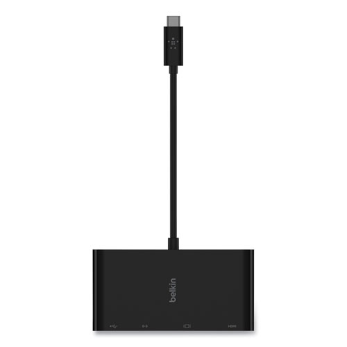 Image of Belkin® Usb-C Multimedia Adapter, Hdmi/Ethernet/Usb-A/Usb-C/Vga, 4.33", Black