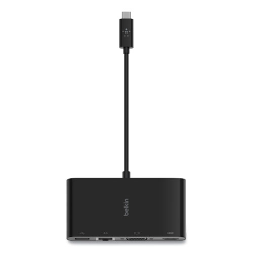USB-C Multimedia Adapter, HDMI/Ethernet/USB-A/USB-C/VGA, 4.33", Black