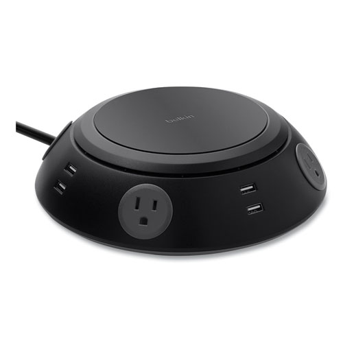 Image of Belkin® Meeting Room Power Center, 4 Ac Outlets/8 Usb Ports, 6 Ft Cord, 1,080 J, Black