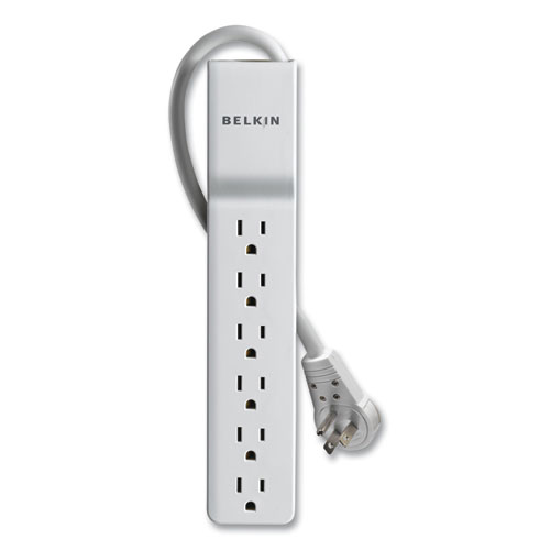 Image of Belkin® Home/Office Surge Protector With Rotating Plug, 6 Ac Outlets, 8 Ft Cord, 720 J, White