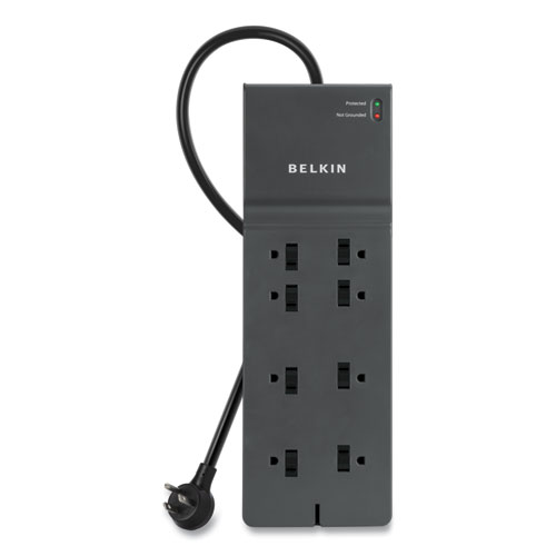 Image of Belkin® Home/Office Surge Protector, 8 Ac Outlets, 8 Ft Cord, 2,500 J, Black