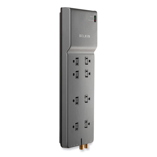 Belkin® Home/Office Surge Protector, 8 Ac Outlets, 12 Ft Cord, 3,390 J, Dark Gray