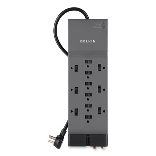 Image of Belkin® Professional Series Surgemaster Surge Protector, 12 Ac Outlets, 8 Ft Cord, 3,780 J, Dark Gray