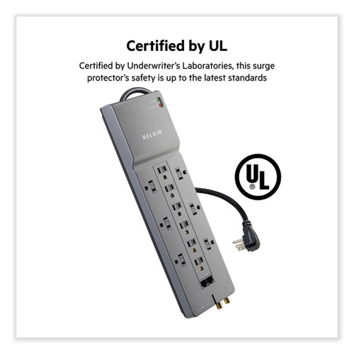 Professional Series SurgeMaster Surge Protector, 12 AC Outlets, 10 ft Cord, 3,996 J, Dark Gray