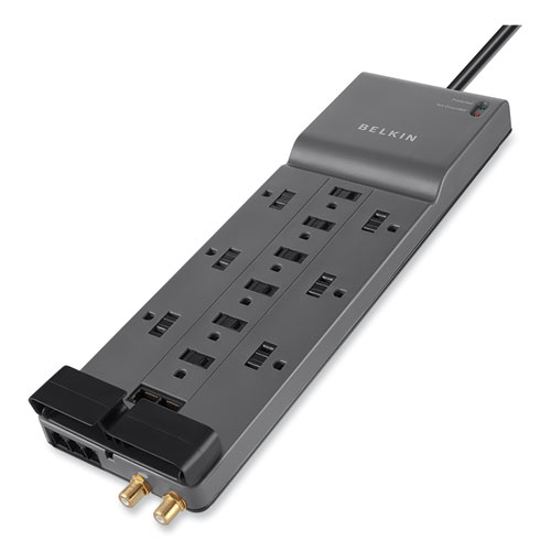 Belkin® Professional Series Surgemaster Surge Protector, 12 Ac Outlets, 10 Ft Cord, 3,996 J, Dark Gray